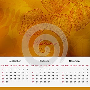 Autumnal calendar page of new 2013 year vector