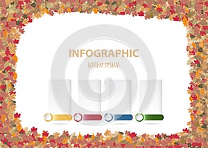 Autumnal design infographics vector with glass rectangles