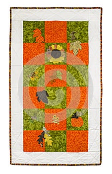 Autumnal flowers leaves theme quilt