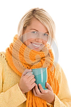 Autumnal girl with mug