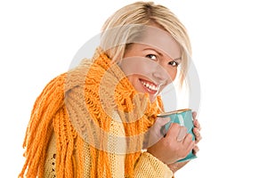 Autumnal girl with mug