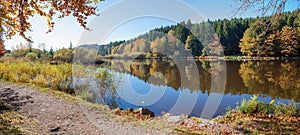 Autumnal idyll at deiniger weiher moor lake