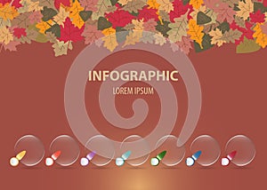 Autumnal infographics vector with a group of glass balls