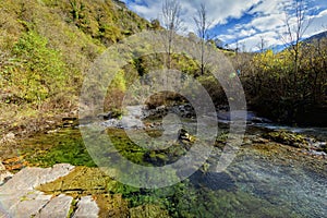 Autumnal landscape of Dobra river in Spain