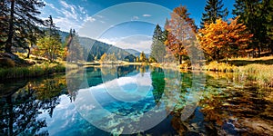 Autumnal River Landscape Vibrant Colors and Serene Reflections