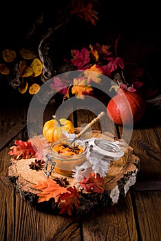 A autumnal rustic Canned Pumpkin