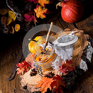 A autumnal rustic Canned Pumpkin