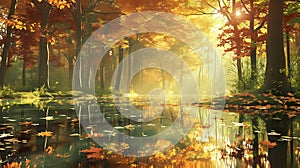 Autumnal Tranquility: Reflections in Nature./n