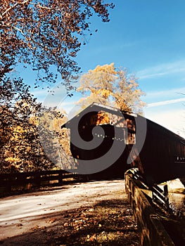 Autumnal View of the Benetka Covered Bridge - Ashtabula - OHIO