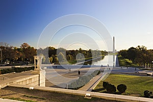 Autumnal view eastwards across the National Mall in Washington from the Lincoln Memorial