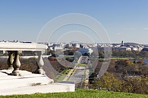 Autumnal view eastwards towards the Lincoln Memorial from the Tomb of Pierre L`Enfant at Arlington National Cemetery photo