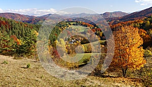 Autumnal view of strazov mount in strazovske vrchy