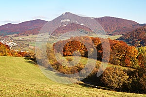 Autumnal view of strazov mount in strazovske vrchy