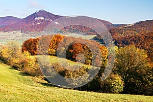 Autumnal view of strazov mount in strazovske vrchy