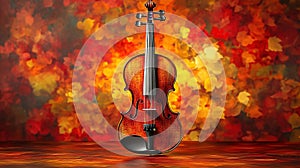 Autumnal violin on a fall-colored background
