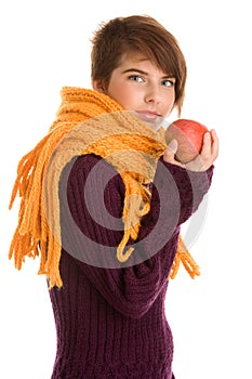 Woman with apple