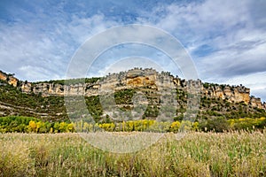 Autunm landscape in Cuenca with rock formations