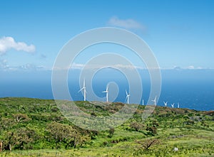 Auwahi wind turbines around the back side of Haleakala on Maui