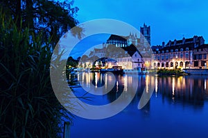 Auxerre Cathedral across Yonne River photo