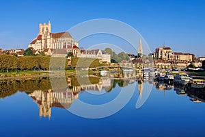 Auxerre, cathedral and Yonne river