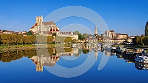 Auxerre, cathedral and Yonne river