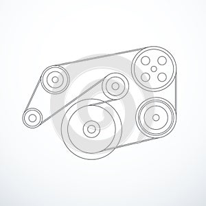Vector auxiliary belt and pulleys
