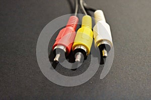 auxiliary cable plugs in close up