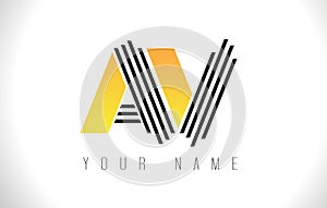 AV Black Lines Letter Logo. Creative Line Letters Vector Templat