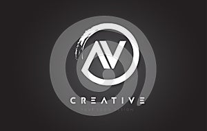 AV Circular Letter Logo with Circle Brush Design and Black Background. photo