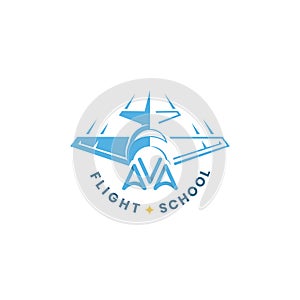 AVA Flight School Plane Logo Design