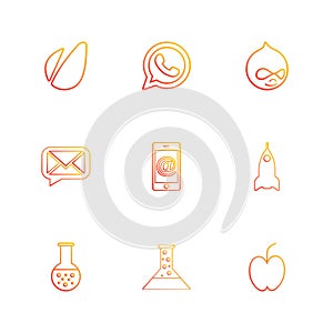 avacardo , whatsapp , message , email , mobile , rocket , apple, flask , beaker, chemical , eps icons set vector