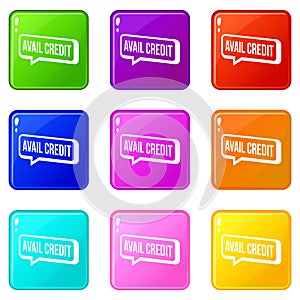 Avail credit icons set 9 color collection