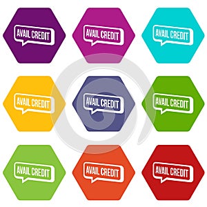 Avail credit icons set 9 vector