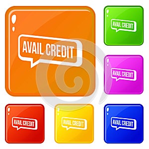 Avail credit icons set vector color