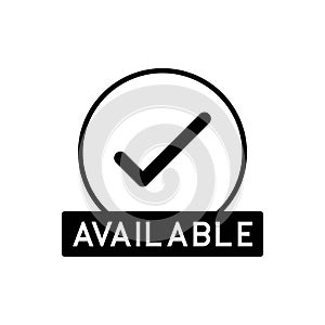 Available Checkmark Circle Tag Vector Illustration