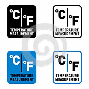 Local process of `temperature measurement`, thermometry information sign photo
