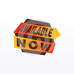 Available now label, badge, seal or burst flat vector icon for apps and websites