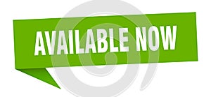 available now speech bubble.