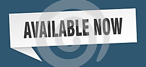 available now speech bubble.