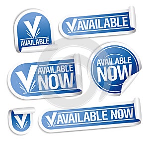 Available now vector stickers set