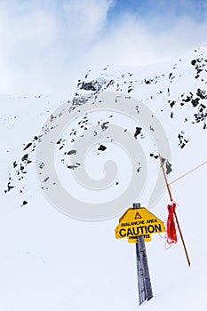 Avalanche Danger Warning Sign in the Canadian Rockies