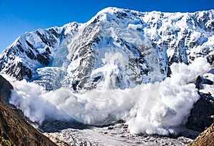 Power of nature. Avalanche in the Caucasus photo