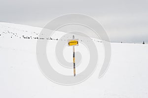 Avalanche danger sign, mountain snow area