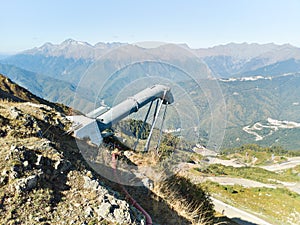 Avalanche gas explosive system in mountains