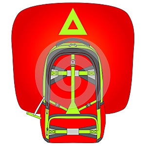 Avalanche irbag System, Avalanche backpack safety from snow avalanches for skiers and snowboarders Illustration