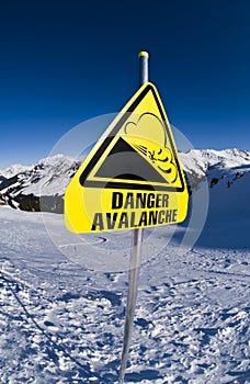 Avalanche, sign in mountain