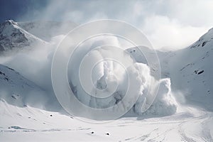 avalanches in slow motion, with billowing clouds of snow and dust