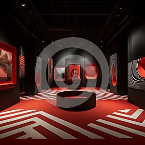 An avant-garde exhibition hall with 3D optical illusion walls