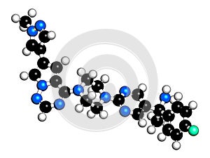 Avapritinib cancer drug molecule. 3D rendering.