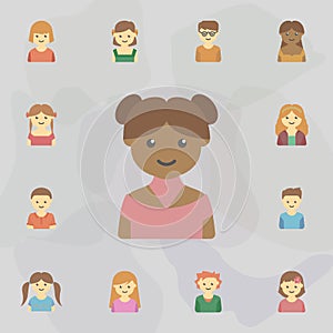 avatar of black girl colored icon. Universal set of kids avatars for website design and development, app development